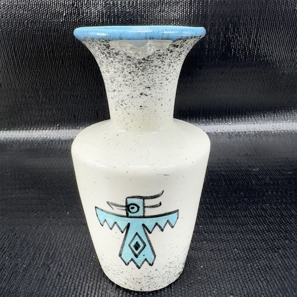 Jarrón del suroeste de cerámica Loma of Arizona, cerámica Blue Bird, gres, VTG