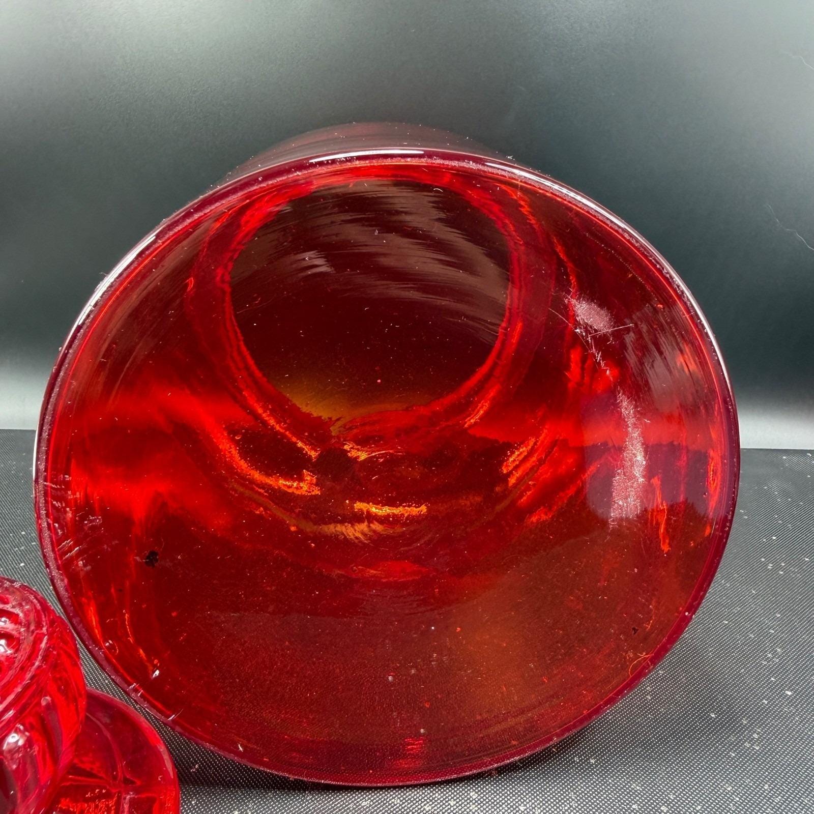 Vintage Takashi Ruby Red Glass Apothecary Jar With Lid Large
