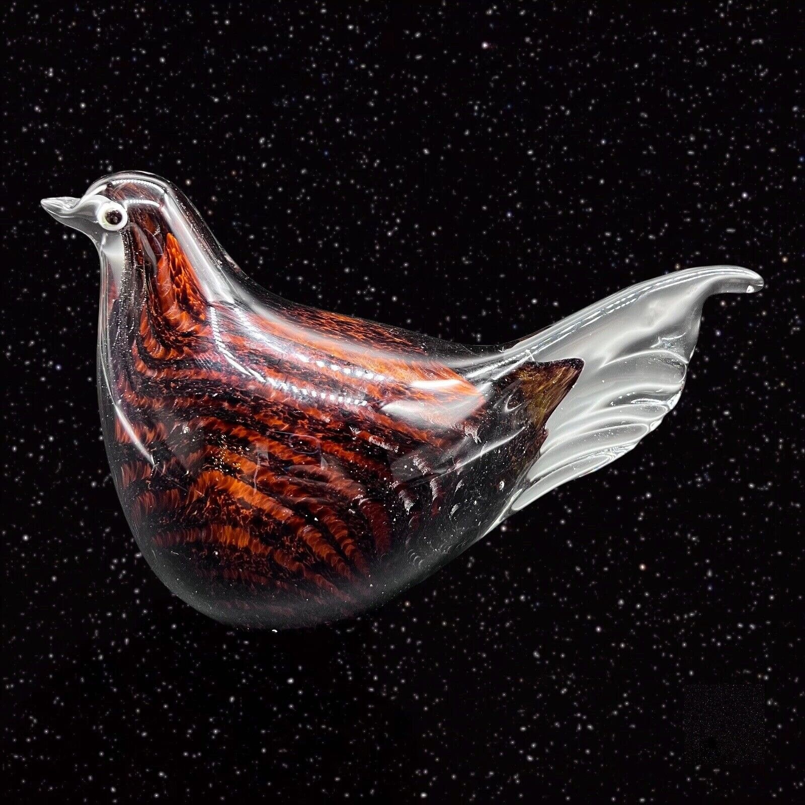 GCA Art Glass Brown Bird Black Striped Figurine 4T 6.5W Etsy
