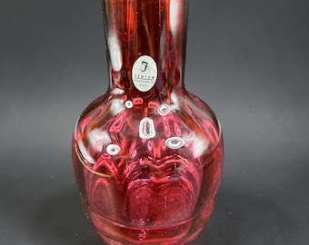 Fenton Art Glass Ruby Red Vase Handmade in USA 6 Inch Vintage Cranberry Optic