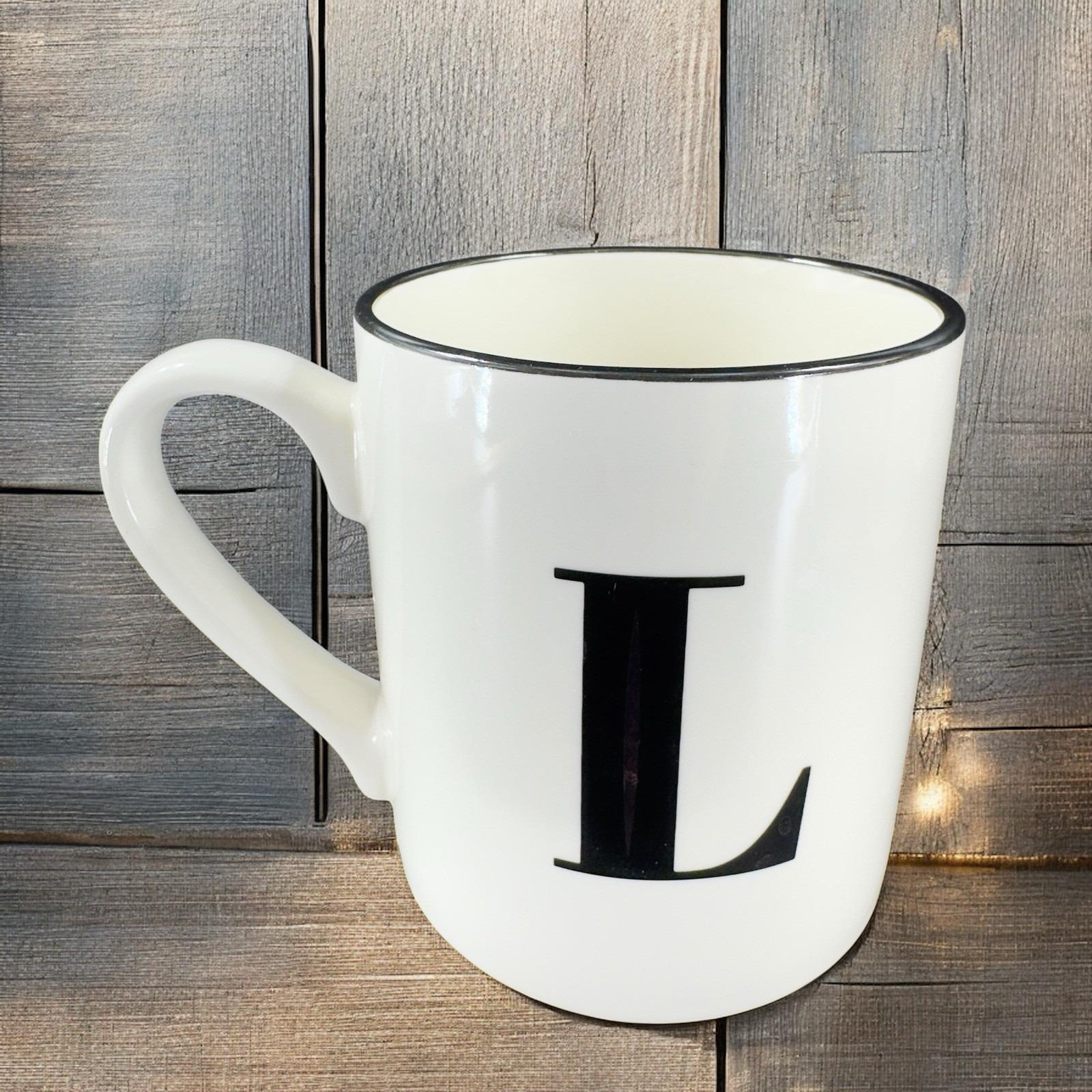 Threshold Monogram Initial L Coffee Mug Cup Ceramic White Black