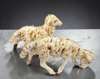 Fontanini Nativity Sheep Figurines Set of 2 Plastic Lamb Christmas Decor Cream