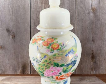 Vintage Satsuma Crackle Glaze Porcelain Ginger Jar With Lid Container Japan VTG