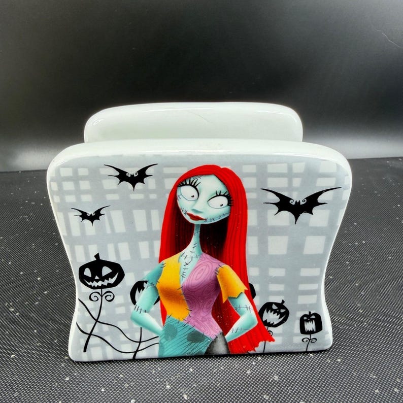 Disney Nightmare Before Christmas Jack & Sally Ceramic Napkin Holder Graveyard image 4