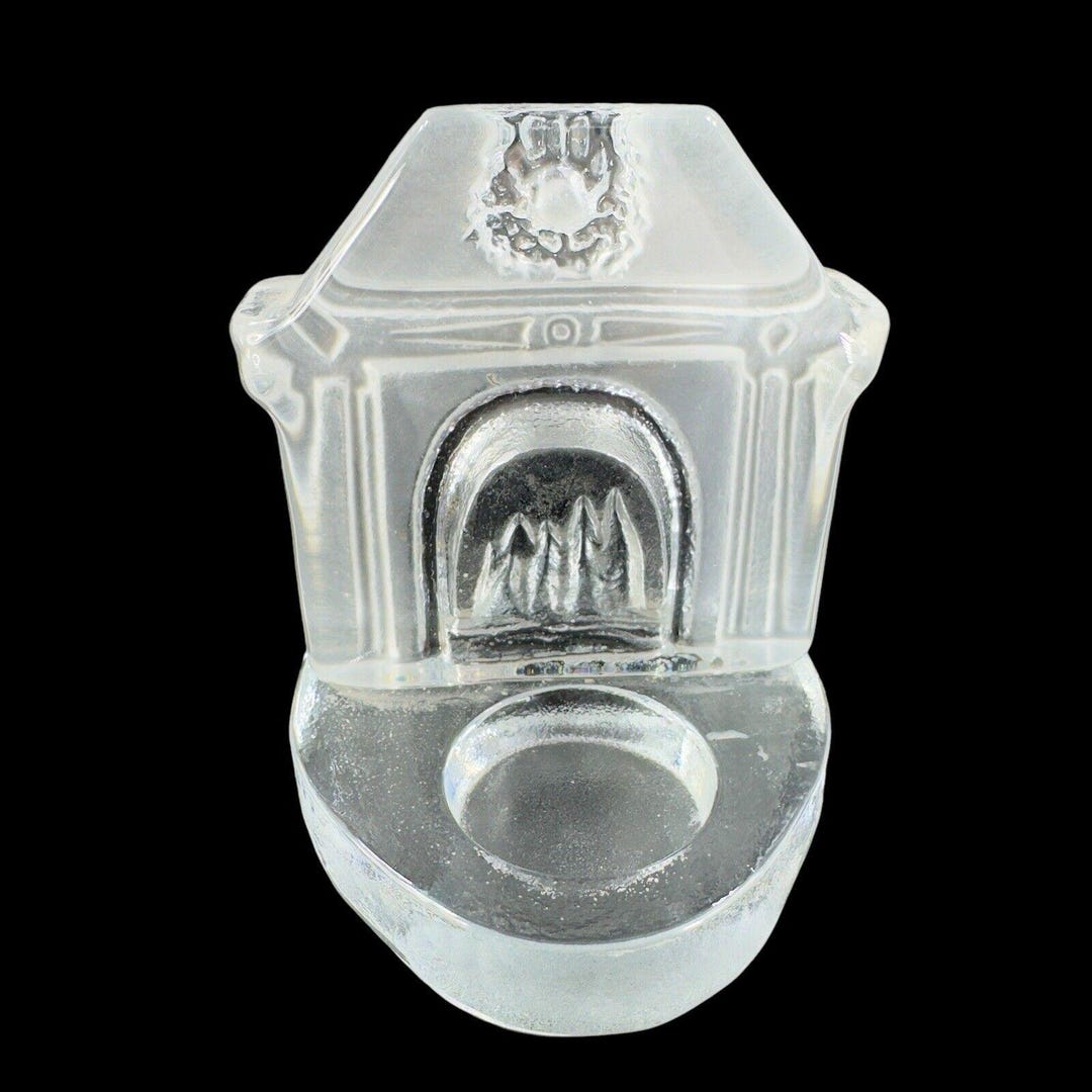 Nybro 1985 Sweden Tealight Glass Candle Holder Frosted Christmas