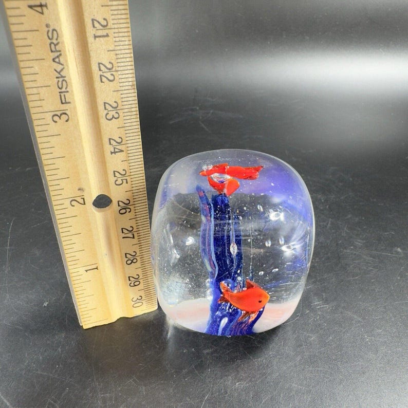 Vintage Art Glass Fish Aquarium Tank Paperweight Figurine Fish Small