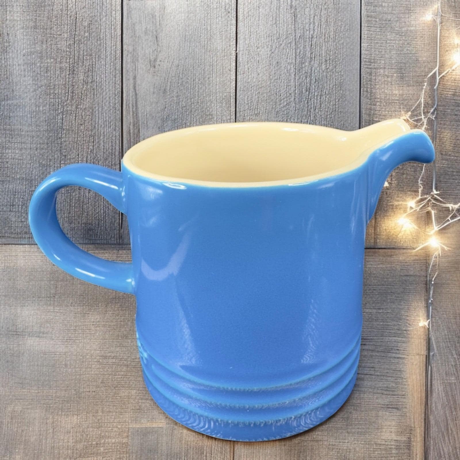希少 LE CREUSET 18cm シュガーブルー Le Creuset Signature Pitcher Creamer Jug Blue Marseille Stoneware