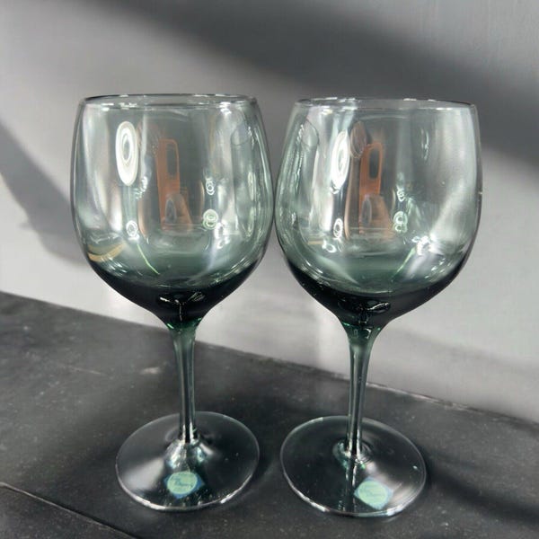 Juego de 2 copas de vino Lenox Blue Rhapsody, copas de vino vintage, copas de vino, VTG