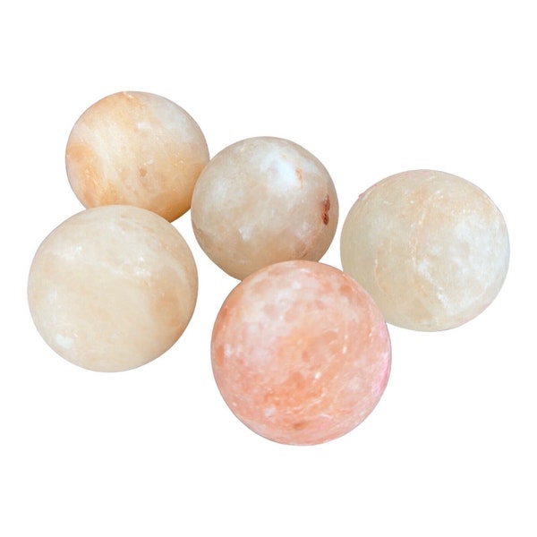 Himalayan Salt Pink Salt Oval Round Ball Set 5 Massage Cleansing Stone Crystal