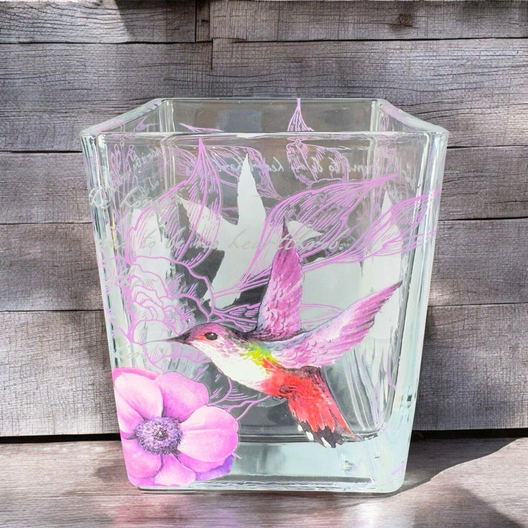 Teleflora Square Glass Vase Bowl With Purple Flowers Mockingbird