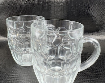 Ravenwood Dimple Thumbprint Heavy Clear Glass Pint Beer England Cups Barware Set