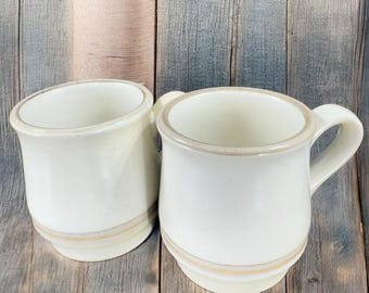 REGO Restaurant Ware Heavy Speckled Coffee Mug Cup Tan Cream Glaze Mugs Set 2