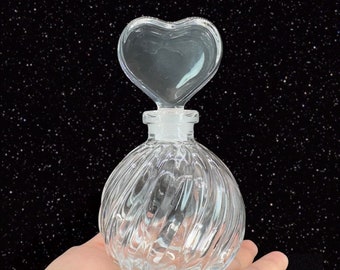 Clear Empty Perfume Bottle Glass Paperweight Figurine With Heart Shaped Stopper