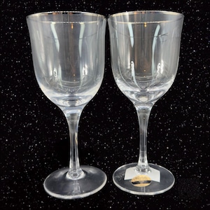 Noritake Crystal Paris Platinum Trim Wine Goblet Drinking Glass Set 2 Korea NEW