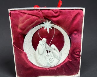 AppleTree Design Holy Family Nativity Christmas Ornament White Resin NEW W TAG
