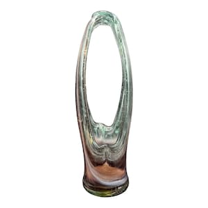 Stretch Swung Art Glass Vase Multicolor Purple White Clear Swirls Hand Blown VTG