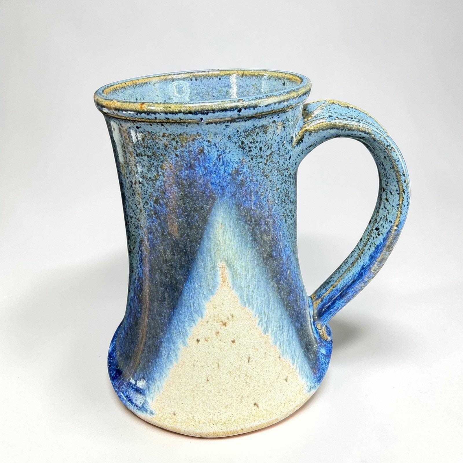 Vintage Lederer Studio Pottery Mug Cup Blue Speckled Flared Base Signed ...