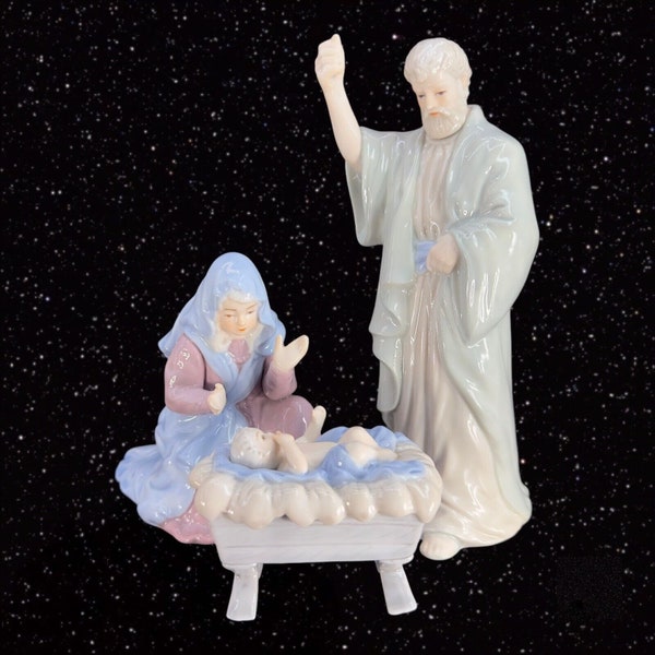 1988 Enesco Paul L. Connolly Porcelain Nativity Nativity Set 3 Mary Joseph Jesus