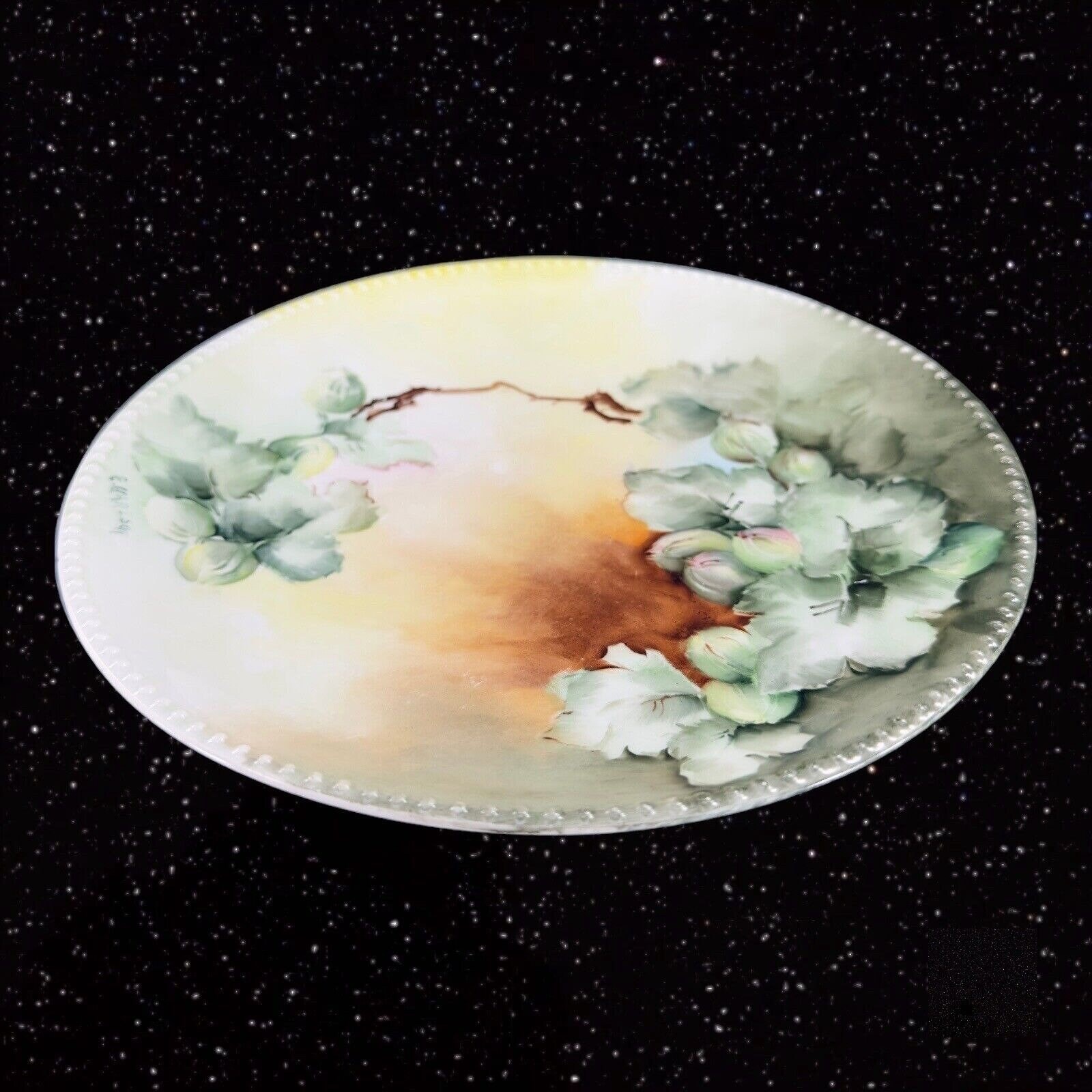 LIMOGES 手描き プレート J P L France Limoges Hand Painted Plate Dish Beaded Edges JPL