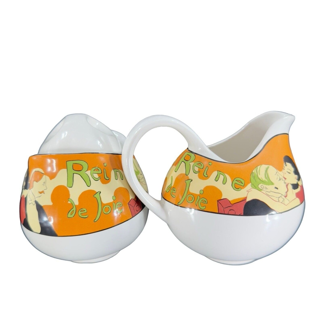 Sango Cabaret Covered Sugar and Creamer Set 4870 Ceramic Stoneware