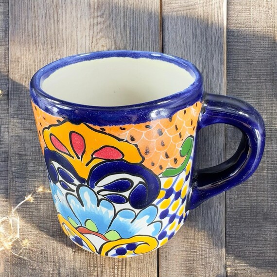 Mexican Pottery Talavera Hand Painted Coffee Mug Cup Folk Art Mug