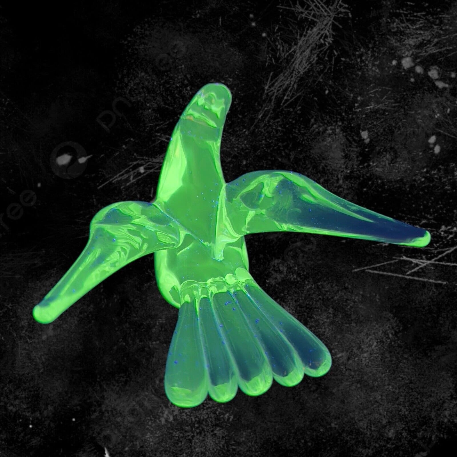 Swedish Clear Glass Bird Figurine Paperweight Manganese 365nm