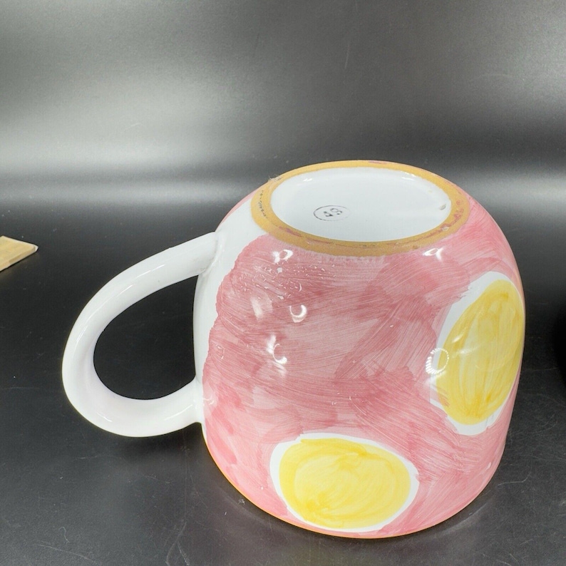 Pottery Barn Sunnyside Teacup and Saucer Pink Yellow Check Pattern