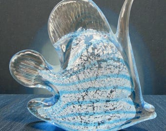 Vintage Italian Marcolin Art Glass Fish Large Heavy Paperweight Signed Figure