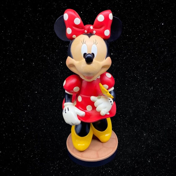Walt Disney Minnie Mouse Red Polka Dot Dress Bobble Head 9”T 3.25
