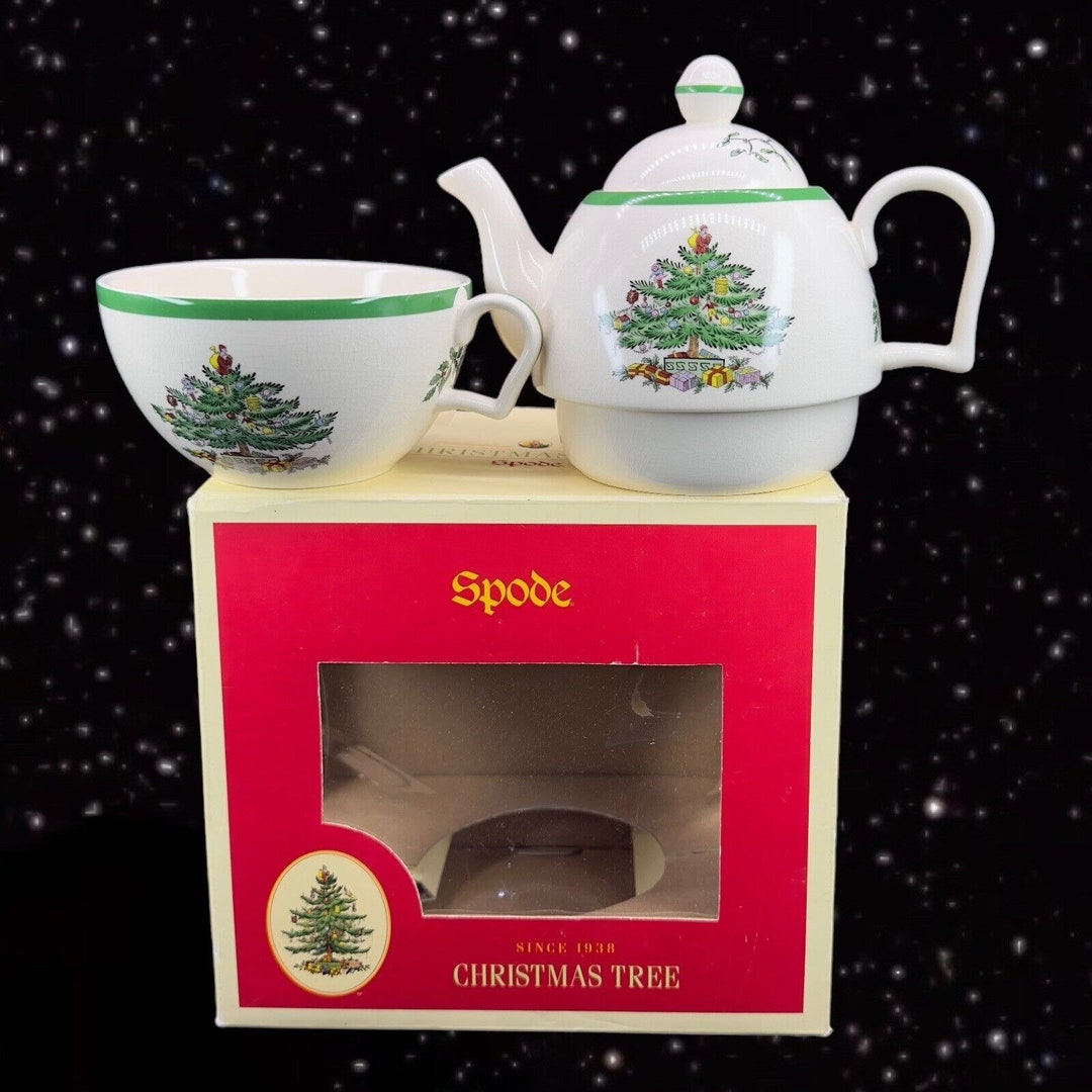Spode Christmas Tree Tea Set Teapot Large Ceramic Cup in Box Etsy