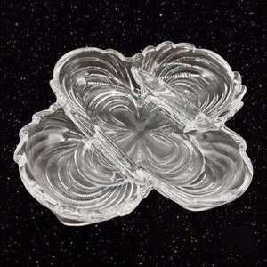 Cambridge Caprice Clear Relish Bowl Divided Plate Art Glass Vintage 8.5”W .75”T
