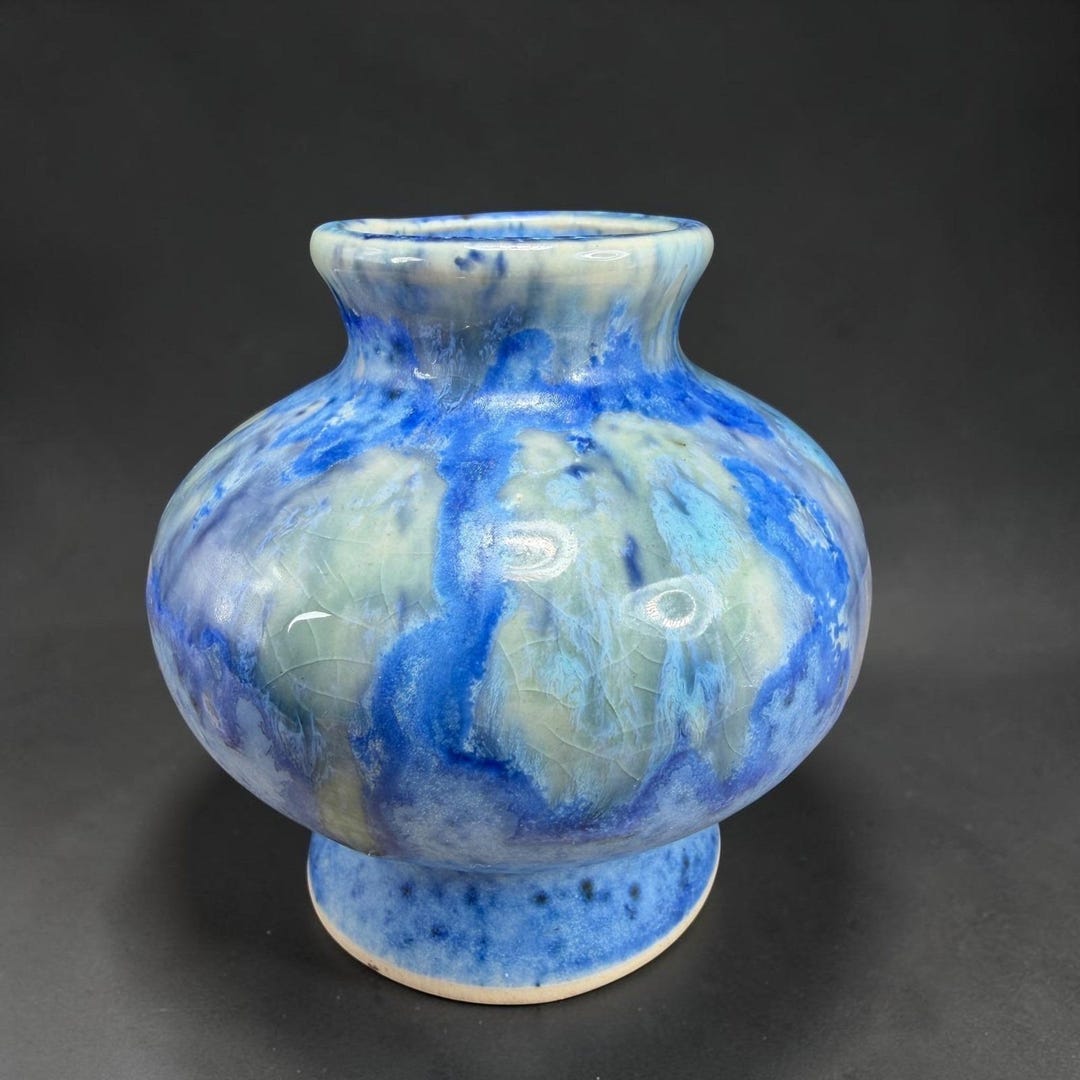 JSP Studio Pottery Bud Vase Blue Drip Glaze Ceramic Small Bud Vase ...