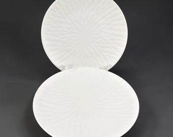 Guy Degrenne Boreal Satin White Porcelain 6 Inch Dishes Plates Set of 2 France