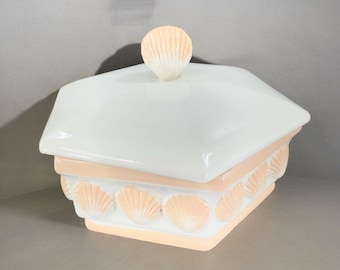 Recipiente hexagonal vintage con forma de concha de Rosenthal Netter y tapa fabricado en Italia