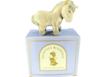 1986 Avon Heavenly Blessings Donkey Figurine Christmas Holiday Nativity W Box