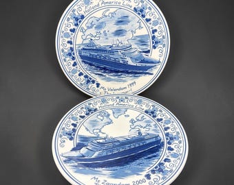 Holland America Line Blauw Delfts Plates Ms Volendam 1999 Ms Zaandam 2000 Set 2