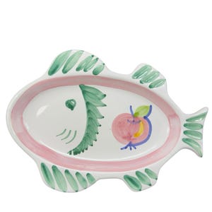 Vintage Italian Caleca Pottery Fish Shaped Dish Plate Container Hand Painted VTG