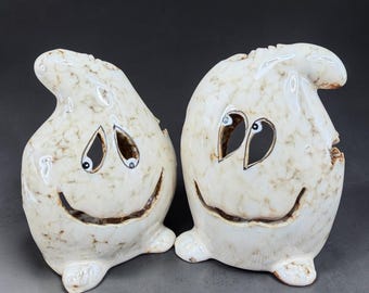 Vintage Ceramic Ghost Tea Light Candle Holders Set of 2 Halloween Decor 4 Inch