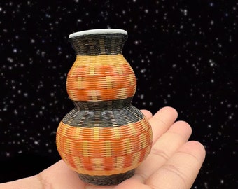 Wrapped Porcelain Bud Vase Textured Ceramic Vintage Whimsical Vessel 2.75”T 1”W
