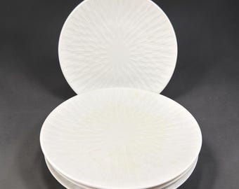 Guy Degrenne Boreal Satin White Porcelain 6 Inch Dishes Plates Set of 4 France