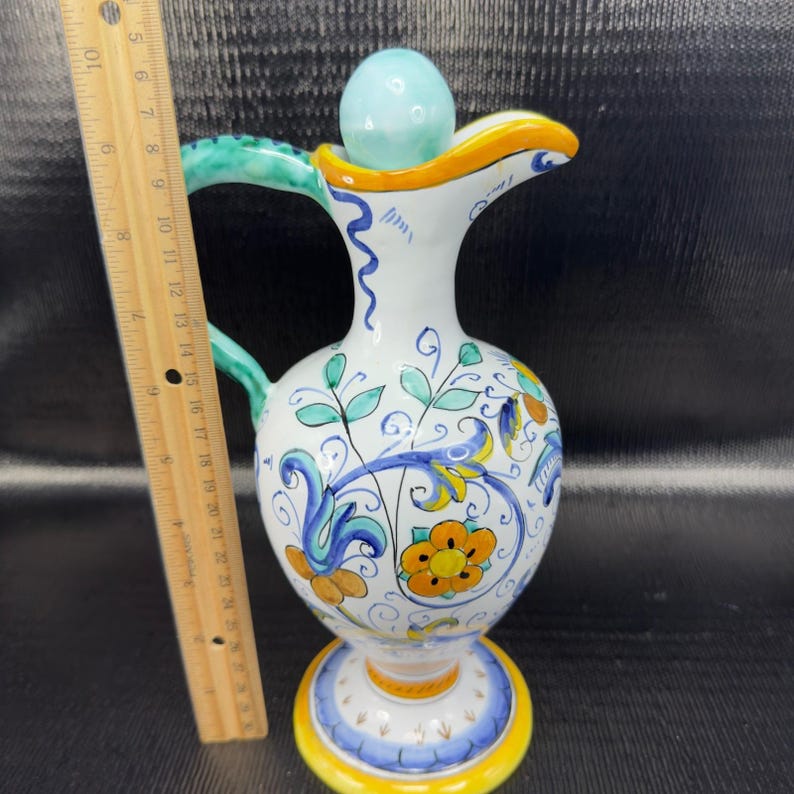 Vintage Hand Made Italian Deruta Pottery Jug Pitcher Decanter Pitcher W ...