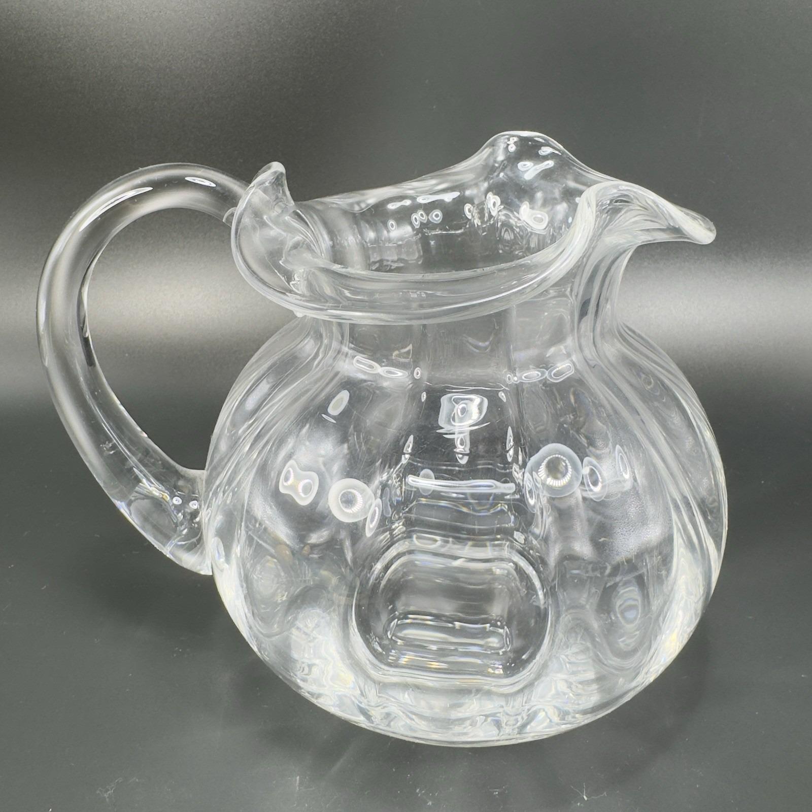 Tiffany & Co Clear Blown Ribbed Optic Crystal DEVON Pitcher Jug