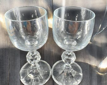 Vintage Clear Crystal Glass Cordial Glasses Cups Elegant Glassware Barware Set 2