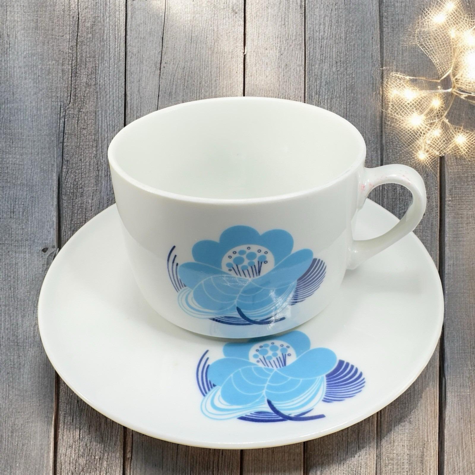 Richard Ginori Antico Blue Flower Gran Fuoco Teacup Saucer Set