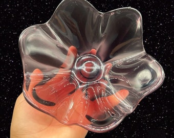 Amethyst Art Glass Bowl Dish Blown Glass Vintage 7”W 2”T