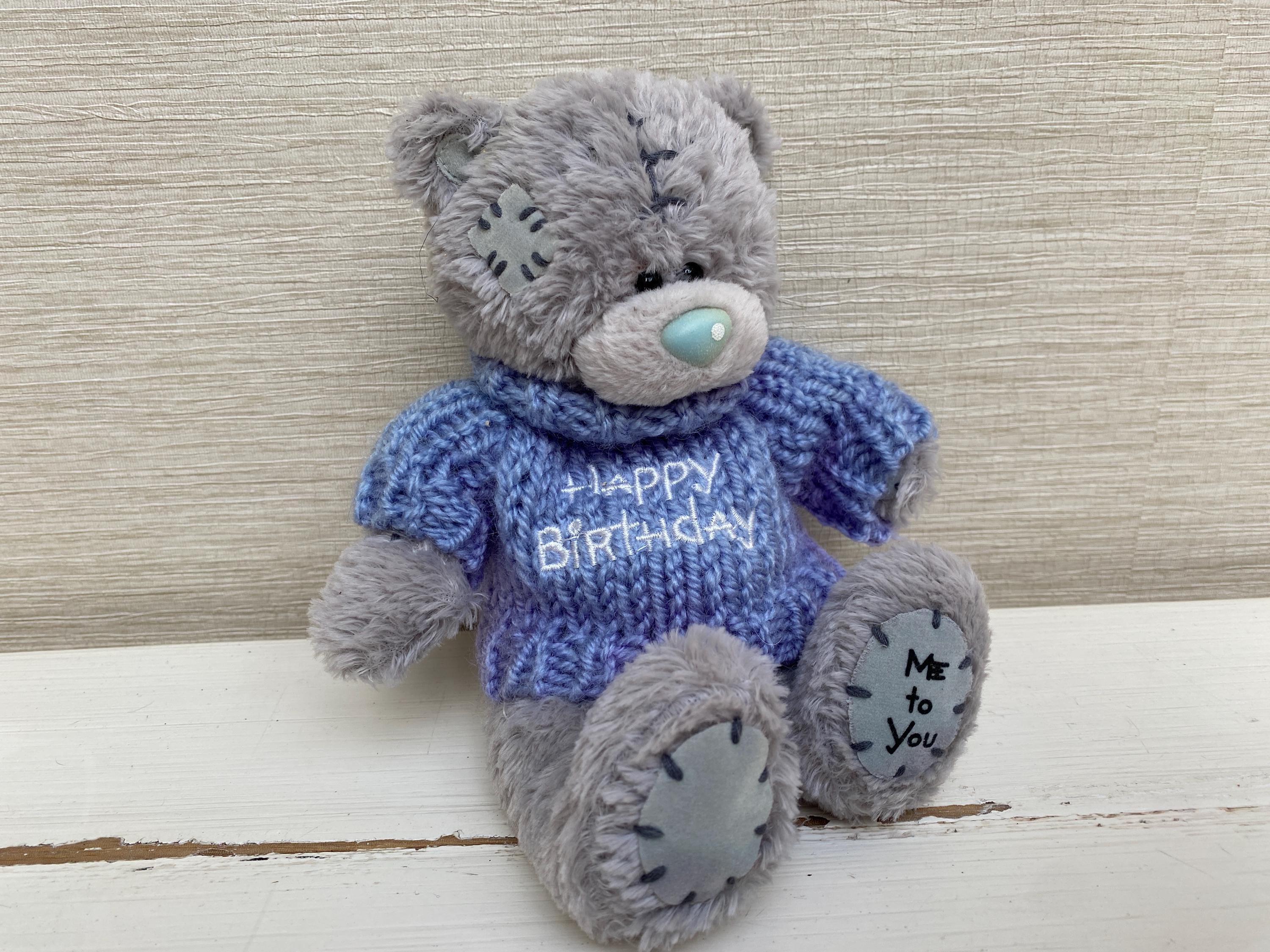Happy Birthday Me To You Bear Tatty Teddy Carte Blanche Peluche Peluche Bonnet Gris Bleu Nez 18 cm 7 Etsy France