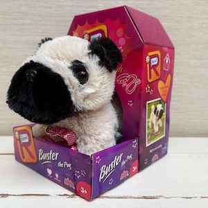 Addo Buster Pug Puppy Dog Tan Black Collar Lead Soft Cuddly Toy 6&quot; New In Box