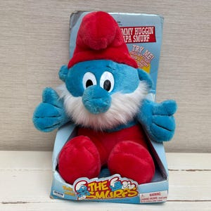 Vintage Papa Smurf Musical 12&quot; Plush Peyo Tummy Huggin 1996 Boxed