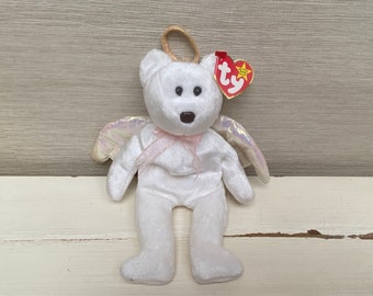 TY The Beanie Buddies Collection 1998 Halo the Bear Beanie Baby Kuscheltier mit Anhängern 9"