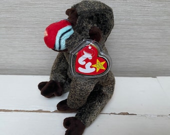 TY Beanie Babies Cheeks Monkey 18 th May 1999 with tag Soft Toy Plush